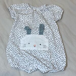 Mayoral Baby Short Bubble Romper with Bunny Front Pouch Pocket